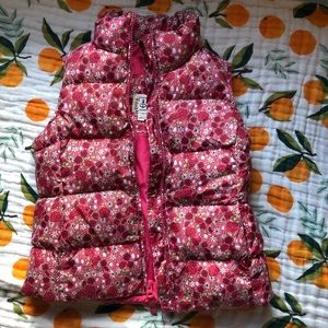 Adorable lands end floral puffer vest M